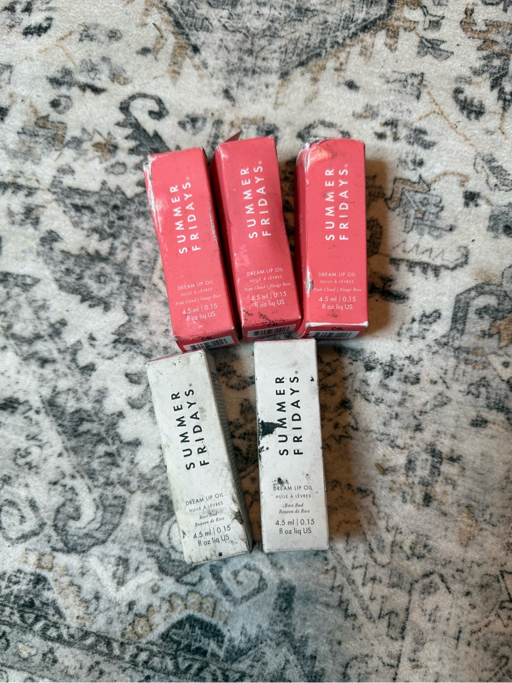 5 brand new Summer Fridays Lip Oil Set in Pink & White Packaging